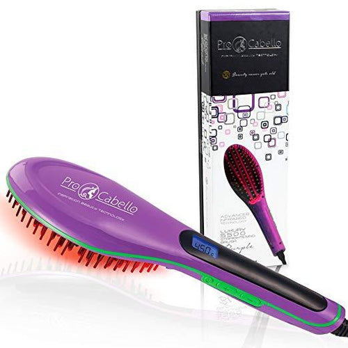 Luxury 5500 Hair Straightening Brush Heated Ceramic Straightener Comb - Purple