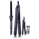 Pro Full Set 100% Ceramic Plates Straightener, Mini Straightener and Curling Wand - Black Licorice