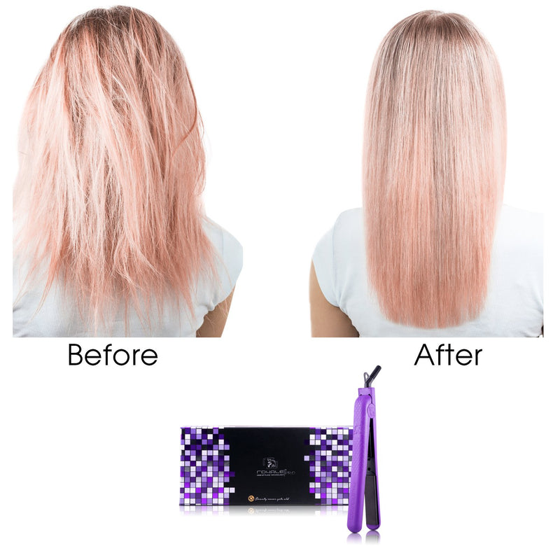 Classic 100% Ceramic Tourmaline Plates Soft Touch Hair Straightener - Purple