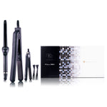 Pro Full Set 100% Ceramic Plates Straightener, Mini Straightener and Curling Wand - Black Licorice