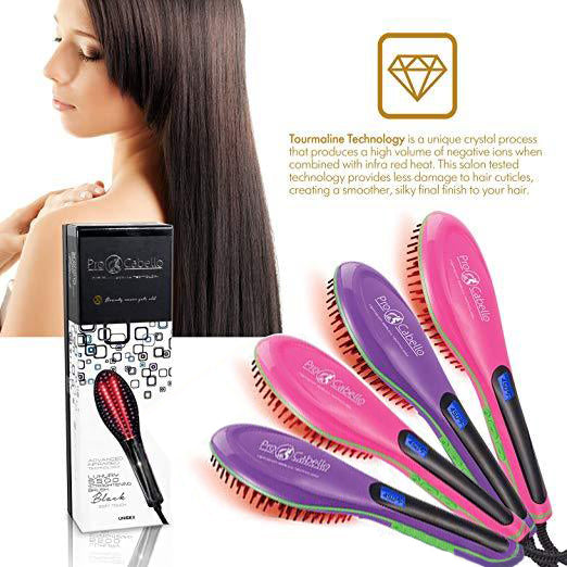 Brush that straightens shop hair without heat